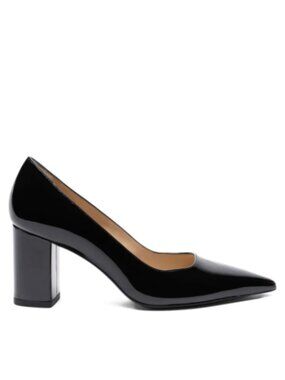 Stuart Weitzman Black Leather Block Heel Pumps